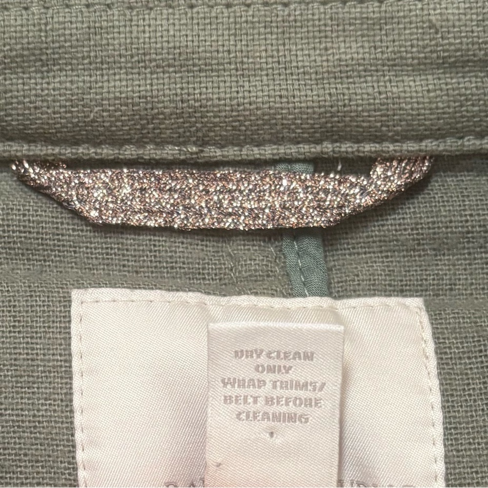 Banana Republic Heritage Olive Green Utility Safari Crinkle Jacket Silk Trim XS - Picture 10 of 15